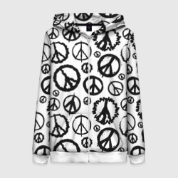 Женская толстовка 3D на молнии Many peace logo