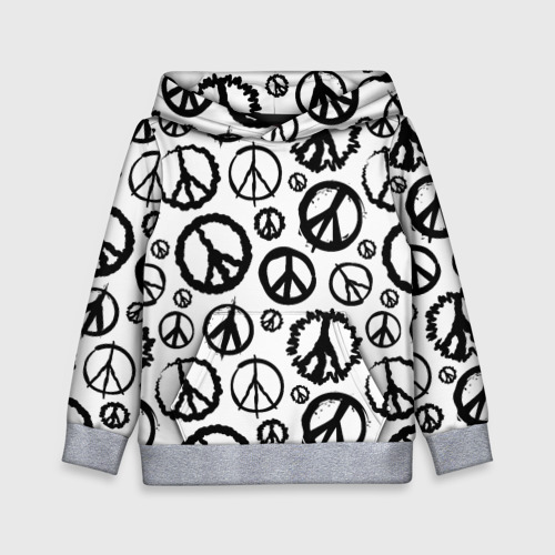 Детская толстовка 3D Many peace logo, цвет меланж