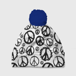 Шапка 3D c помпоном Many peace logo