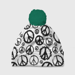 Шапка 3D c помпоном Many peace logo