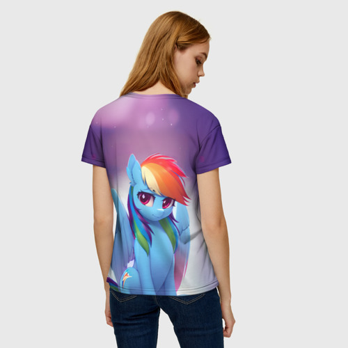 Женская футболка 3D с принтом Пони Рейнбоу Дэш, вид сзади #2