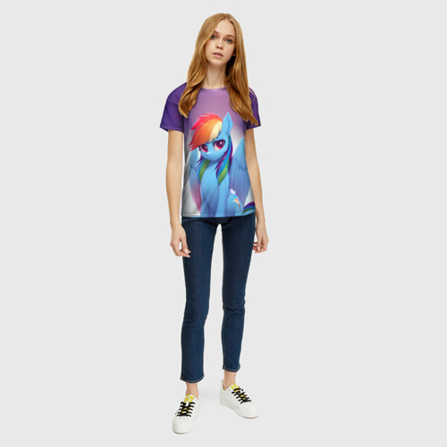 Женская футболка 3D с принтом Пони Рейнбоу Дэш, вид сбоку #3