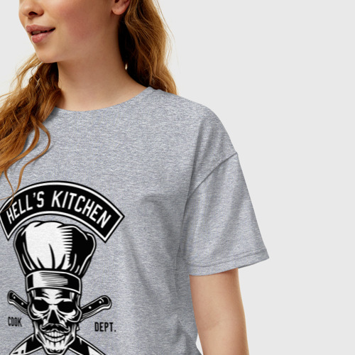 Женская футболка хлопок Oversize Hells kitchen, цвет меланж - фото 3