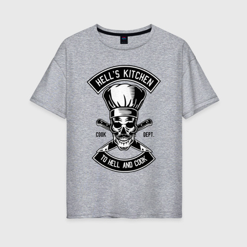 Женская футболка хлопок Oversize Hells kitchen, цвет меланж