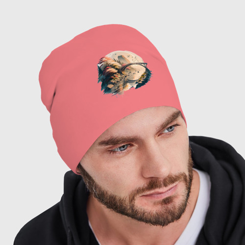 Мужская шапка демисезонная Мост Синкё в стиле моротай, цвет розовый - фото 3