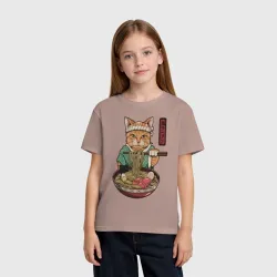 Детская футболка хлопок Cat eat ramen - фото 2