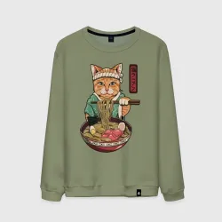 Мужской свитшот хлопок Cat eat ramen