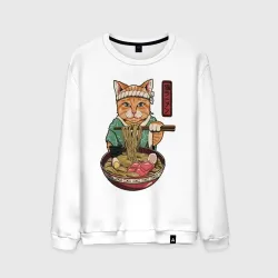Мужской свитшот хлопок Cat eat ramen