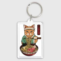 Брелок прямоугольный 35*50 Cat eat ramen