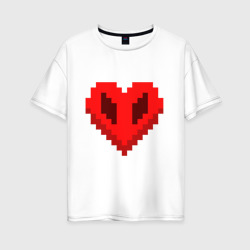 Женская футболка хлопок Oversize Сердце Майнкрафта