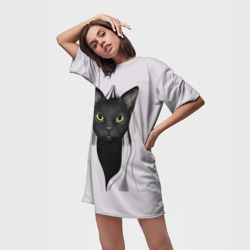Платье-футболка 3D Чёрная кошка 3d иллюзия - фото 2