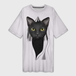 Платье-футболка 3D Чёрная кошка 3d иллюзия