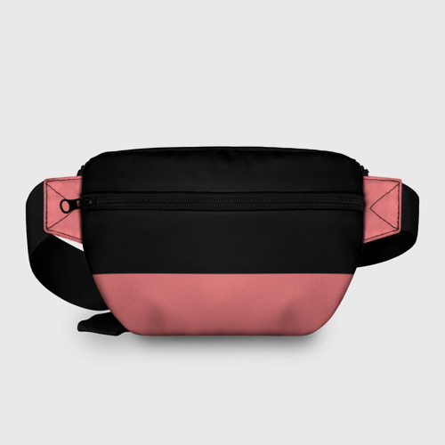 Поясная сумка 3D с принтом BLACK PINK на черно-розовом, вид сзади #1