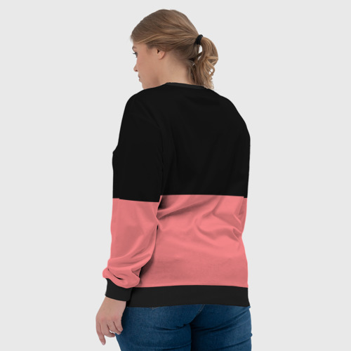 Женский свитшот 3D с принтом BLACK PINK на черно-розовом, вид сзади #2