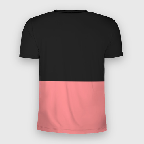 Мужская футболка 3D Slim с принтом BLACK PINK на черно-розовом, вид сзади #1