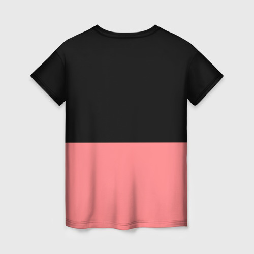 Женская футболка 3D с принтом BLACK PINK на черно-розовом, вид сзади #1