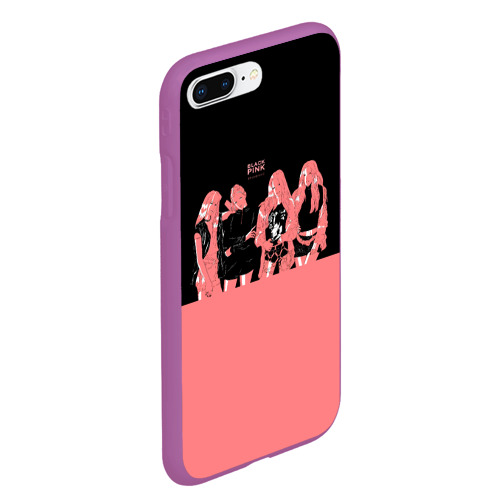 Чехол для iPhone 7Plus/8 Plus матовый с принтом BLACK PINK на черно-розовом, вид сбоку #3