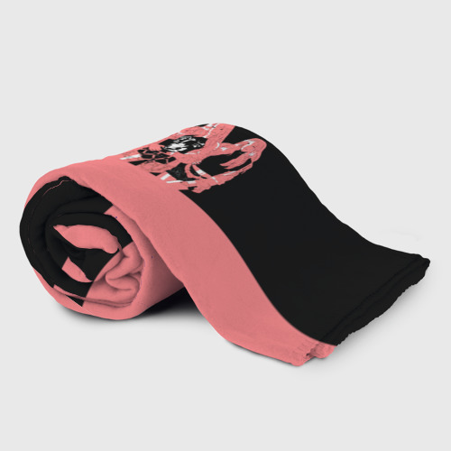 Плед 3D с принтом BLACK PINK на черно-розовом, фото на моделе #1