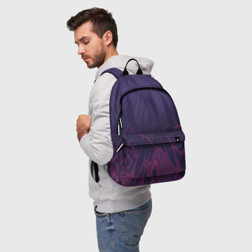 Рюкзак 3D с принтом Лучи - фиолетовый и розовый - Хуф и Ся, фото на моделе #1