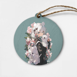 Деревянная игрушка круг Нежная девочка аниме с ушками