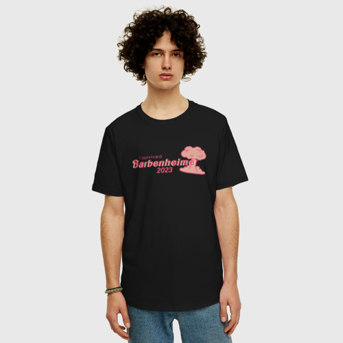 Мужская футболка хлопок Oversize Barbenheimer or Oppenbarbie meme, цвет черный - фото 3