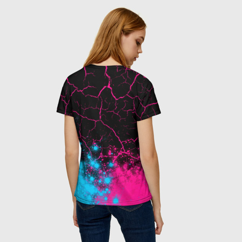 Женская футболка 3D Beastars - neon gradient: символ сверху, цвет 3D печать - фото 4