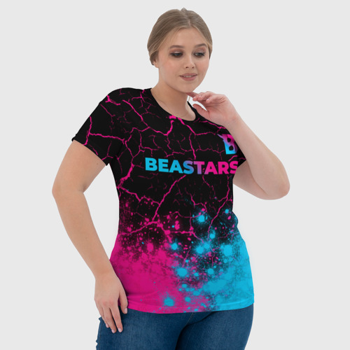 Женская футболка 3D Beastars - neon gradient: символ сверху, цвет 3D печать - фото 6