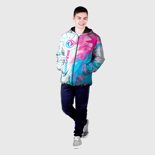 Мужская куртка 3D с принтом Dongfeng neon gradient style: по-вертикали, фото на моделе #1