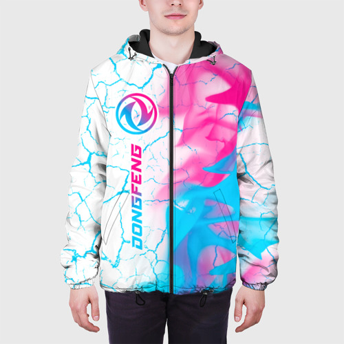 Мужская куртка 3D с принтом Dongfeng neon gradient style: по-вертикали, вид сбоку #3
