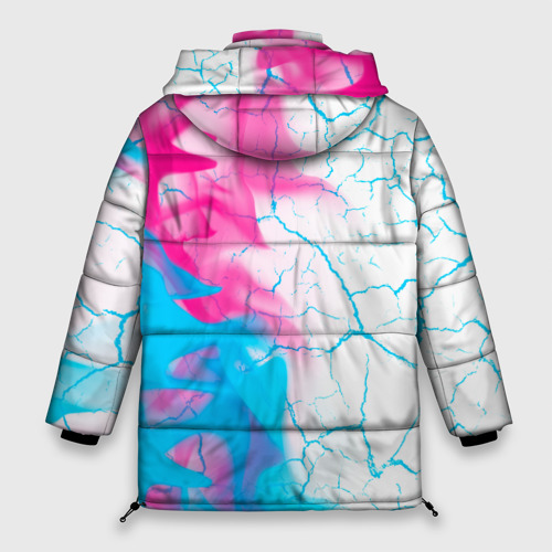 Женская зимняя куртка 3D с принтом Dongfeng neon gradient style: по-вертикали, вид сзади #1
