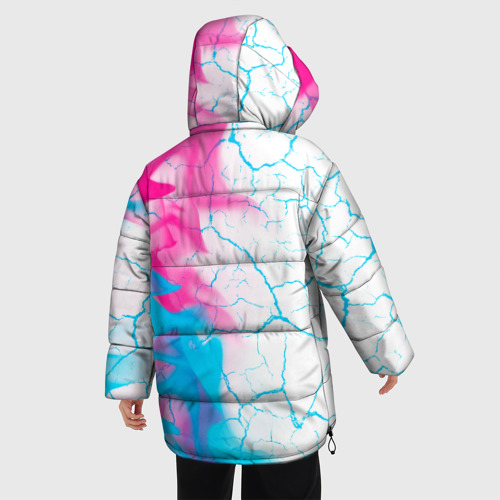 Женская зимняя куртка 3D с принтом Dongfeng neon gradient style: по-вертикали, вид сзади #2