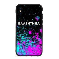 Чехол для iPhone XS Max матовый Валентина и неоновый герб России: символ сверху