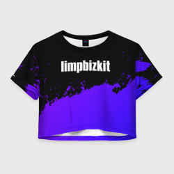 Женская футболка Crop-top 3D Limp Bizkit purple grunge