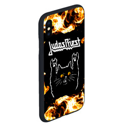 Чехол для iPhone XS Max матовый Judas Priest рок кот и огонь - фото 2