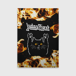 Обложка для автодокументов Judas Priest рок кот и огонь