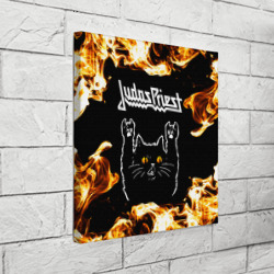Холст квадратный Judas Priest рок кот и огонь - фото 2