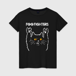 Женская футболка хлопок Foo Fighters rock cat