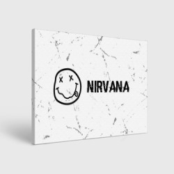 Холст прямоугольный Nirvana glitch на светлом фоне: надпись и символ