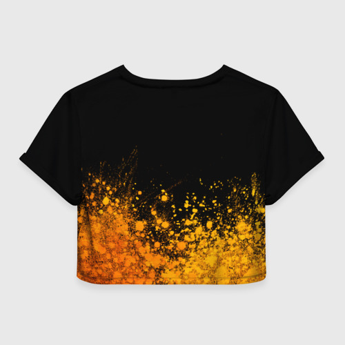 Женская футболка Crop-top 3D Black Sabbath - gold gradient: символ сверху, цвет 3D печать - фото 2