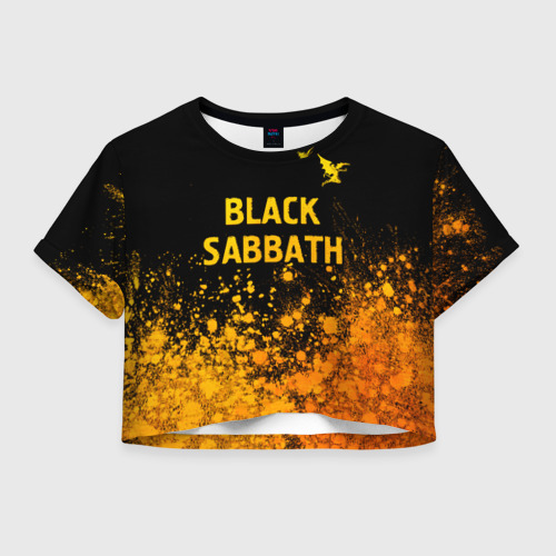 Женская футболка Crop-top 3D Black Sabbath - gold gradient: символ сверху, цвет 3D печать