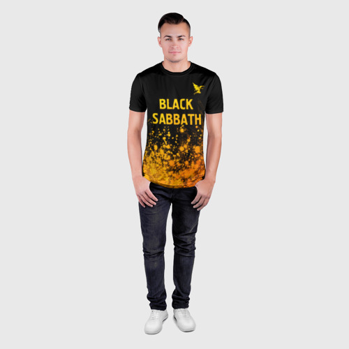 Мужская футболка 3D Slim Black Sabbath - gold gradient: символ сверху, цвет 3D печать - фото 4