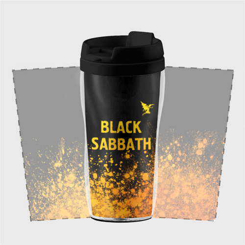 Термокружка-непроливайка Black Sabbath - gold gradient: символ сверху - фото 2