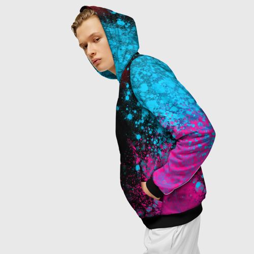 Мужская толстовка 3D на молнии с принтом Burzum - neon gradient: по-вертикали, вид сбоку #3
