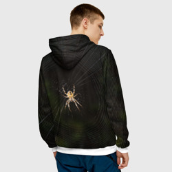 Толстовка с принтом Паук на паутине фото для мужчины, вид на модели сзади №2. Цвет основы: белый