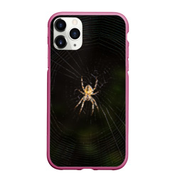 Чехол для iPhone 11 Pro Max матовый Паук на паутине фото