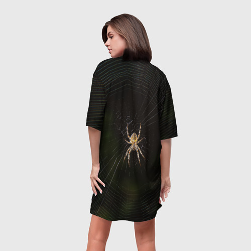 Платье-футболка 3D Паук на паутине фото, цвет 3D печать - фото 4