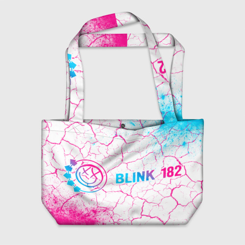 Пляжная сумка 3D Blink 182 neon gradient style: надпись и символ