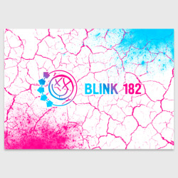 Поздравительная открытка Blink 182 neon gradient style: надпись и символ