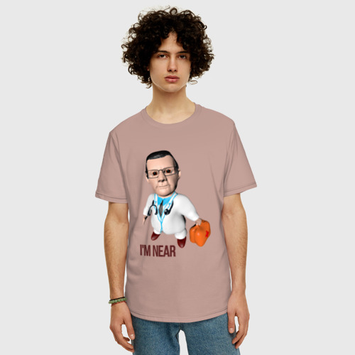 Мужская футболка хлопок Oversize с принтом Доктор со скорой рядом, фото на моделе #1