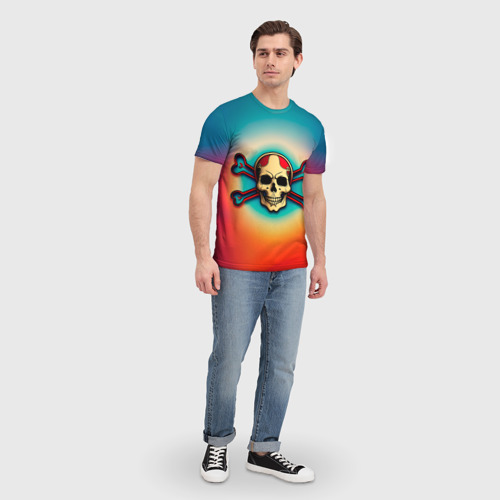 Мужская футболка 3D Красочный веселый роджер, цвет 3D печать - фото 5